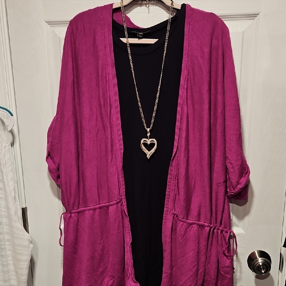 CJ Banks Magenta Knit Top